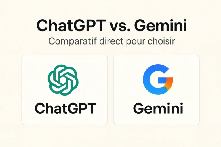 Logo ChatGPT et Gemini en face à face sur un fond blanc