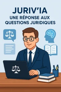 juriv-ia-professions-du-droit Une image cartoon d'un juriste qui travaille sur un ordinateur