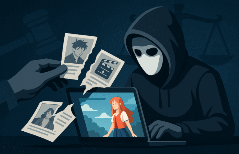 un homme masqué scroll sur un ordinateur