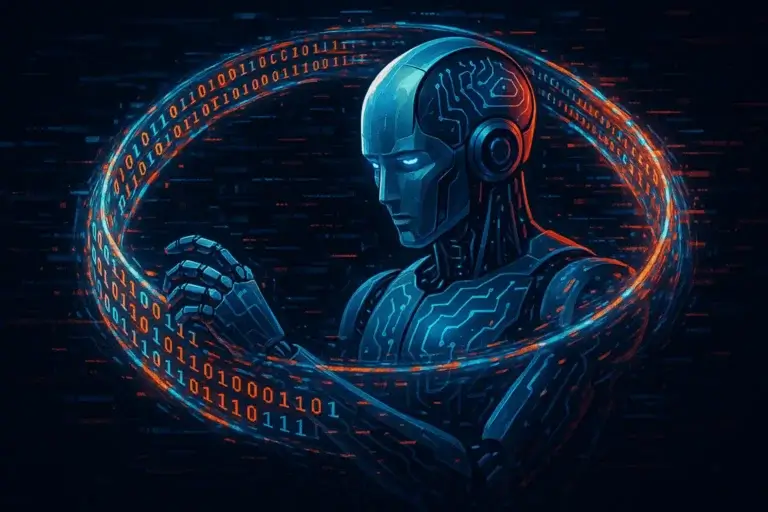 ia s'autopiriate image d'un robot qui parcoure le net