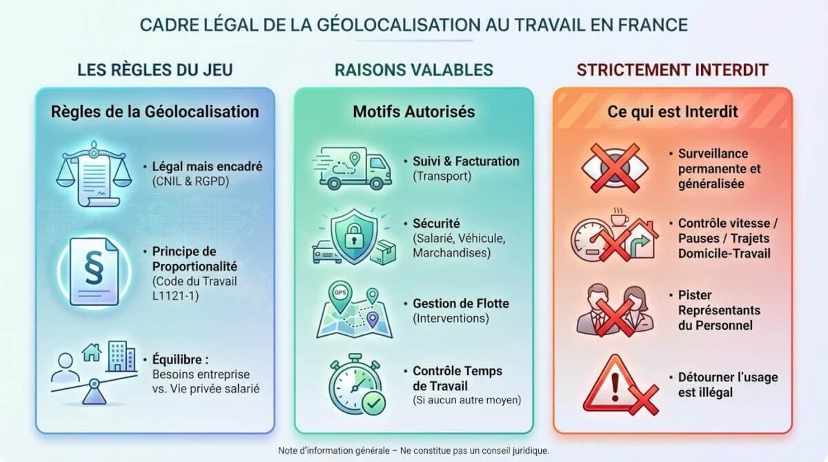 Illustration du cadre légal de la géolocalisation au travail en France