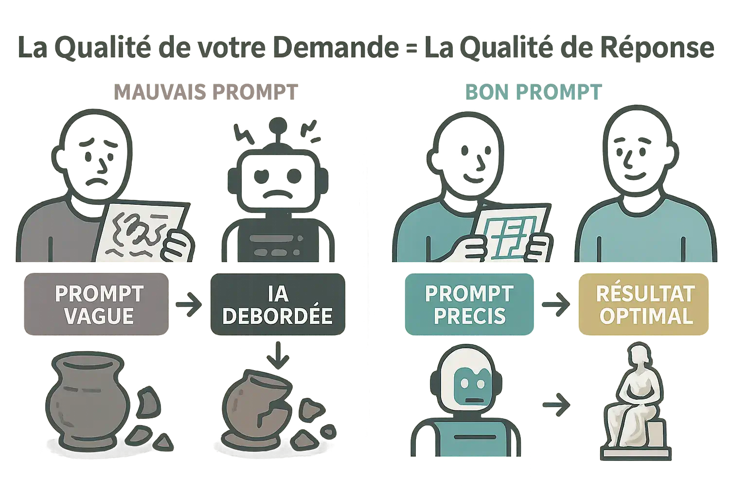 Schéma explicatif du <strong>fonctionnement d'un prompt IA</strong>