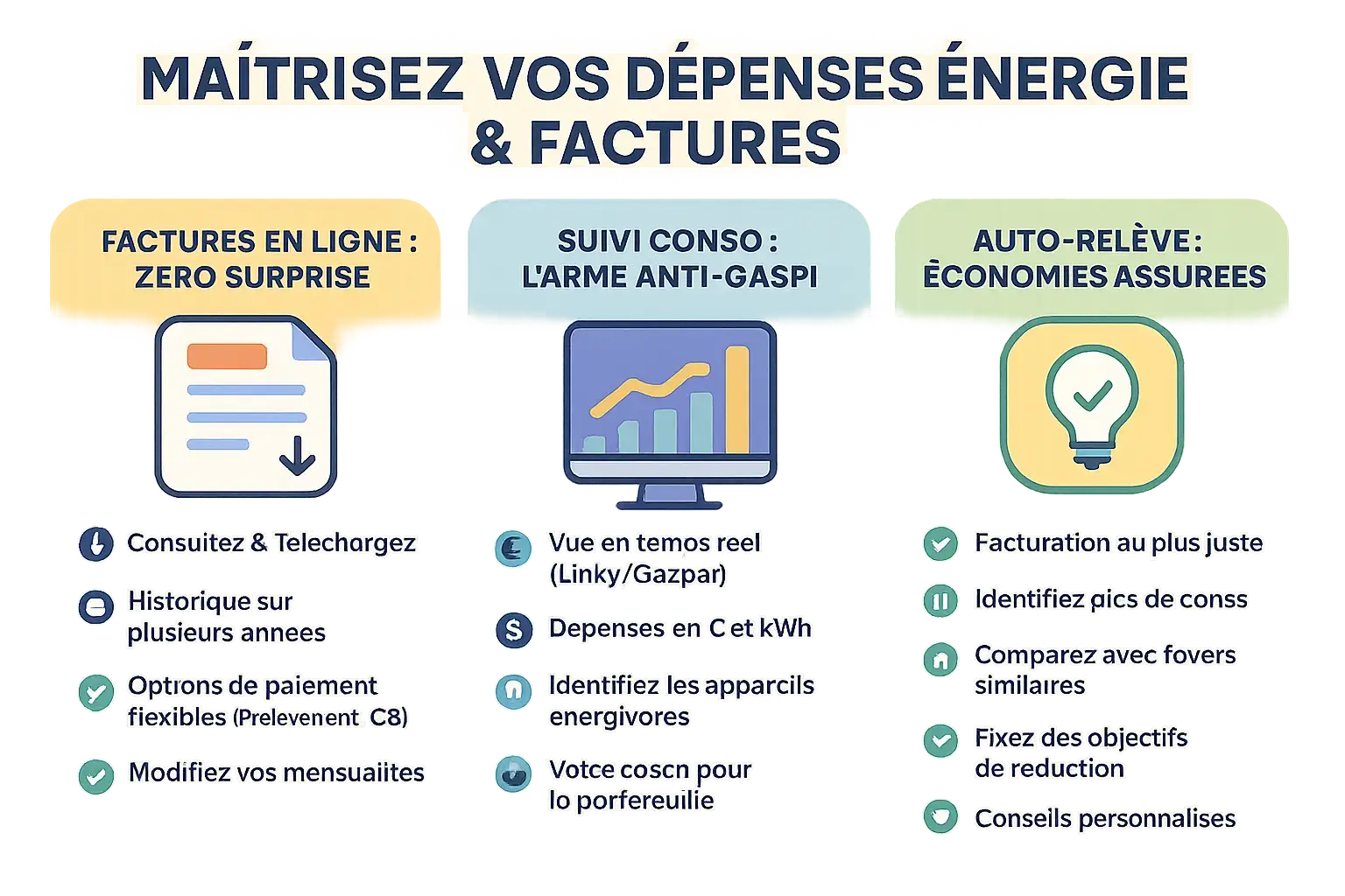 Interface de l'espace client TotalEnergies montrant le suivi de la consommation d'énergie