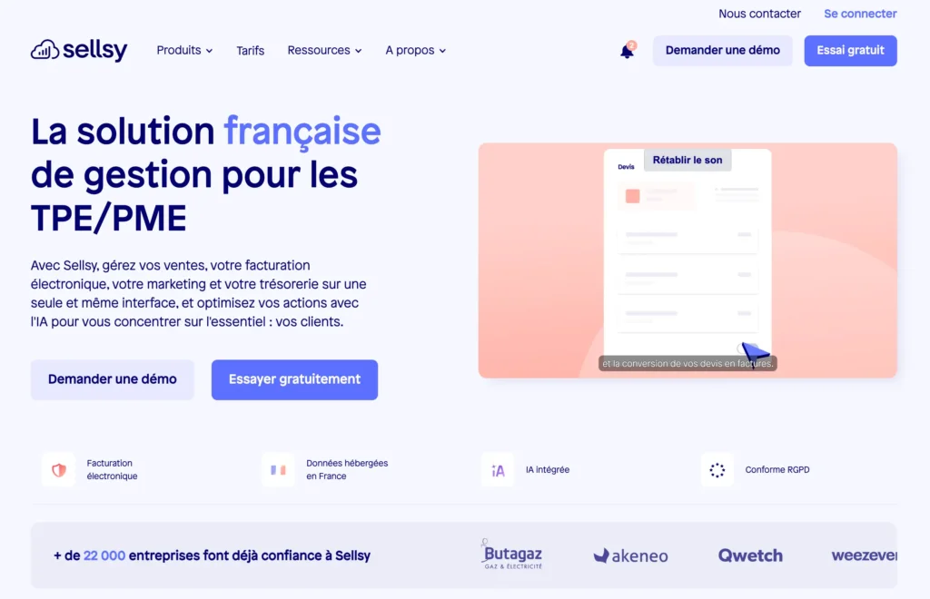 sellsy-page-accueil la page d'accueil du site web sellsy