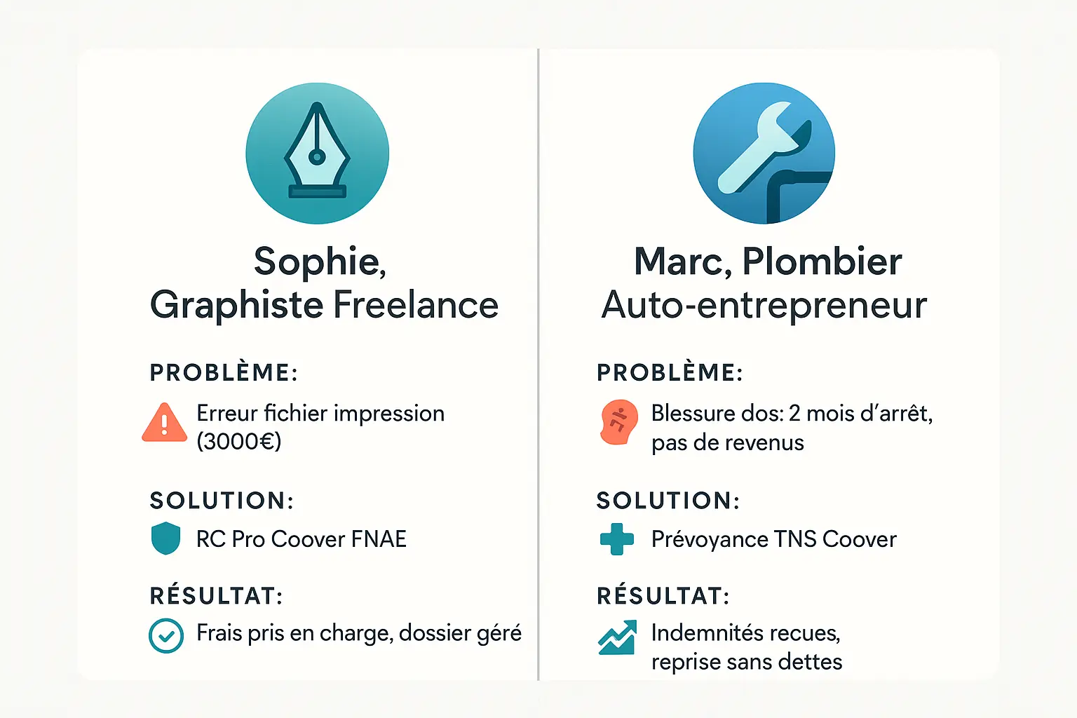 Illustration de cas pratiques d'assurés Coover & FNAE