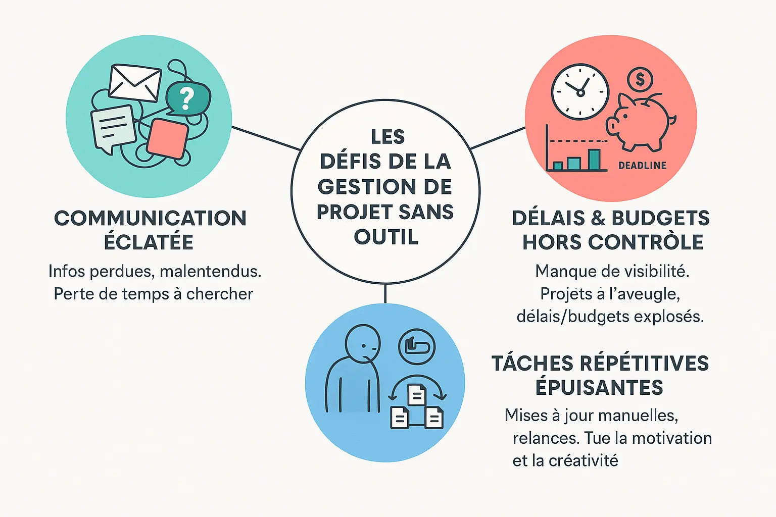 Illustration des défis de la gestion de projet sans outil