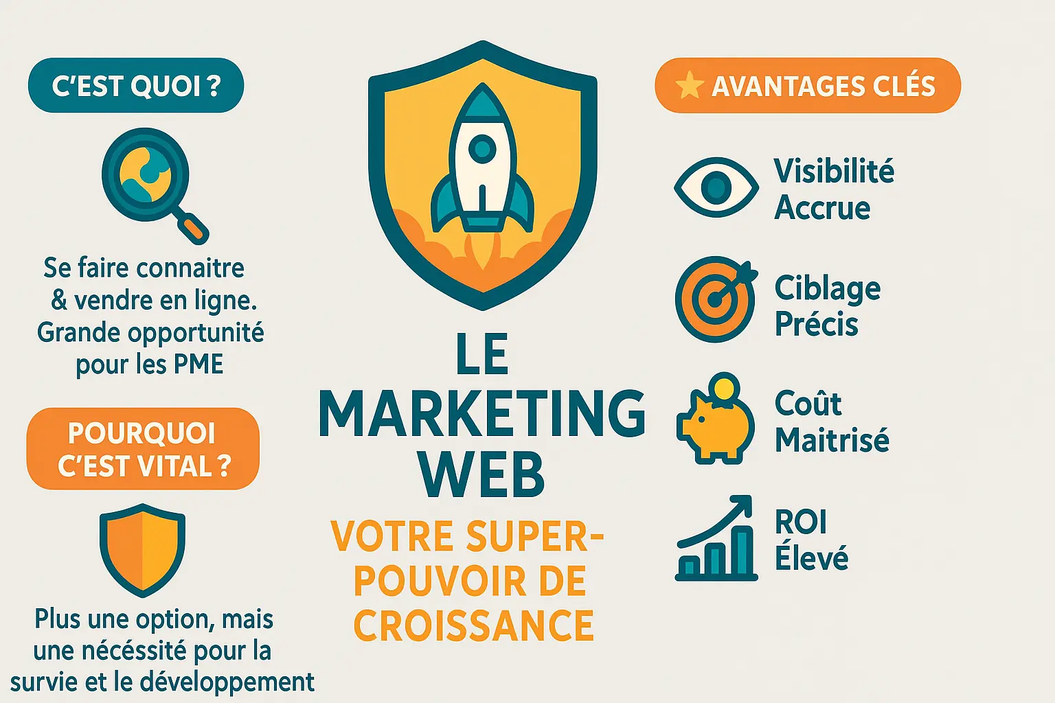 Illustration du <strong>marketing web comme super-pouvoir pour PME</strong>