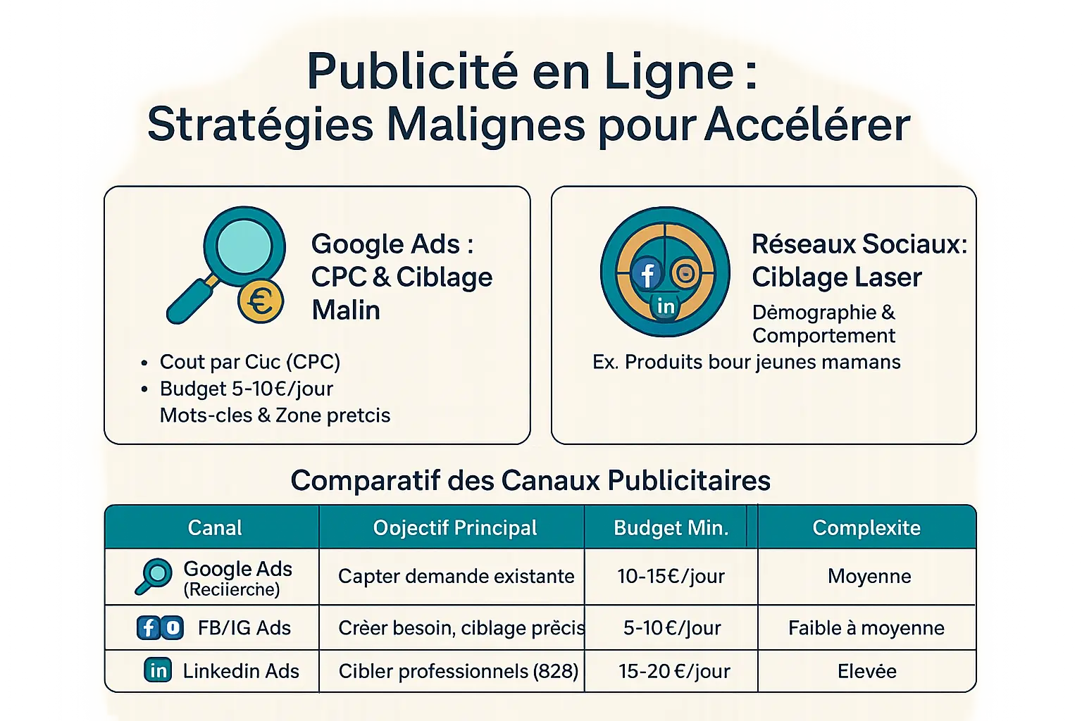 Illustration de stratégies de publicité en ligne