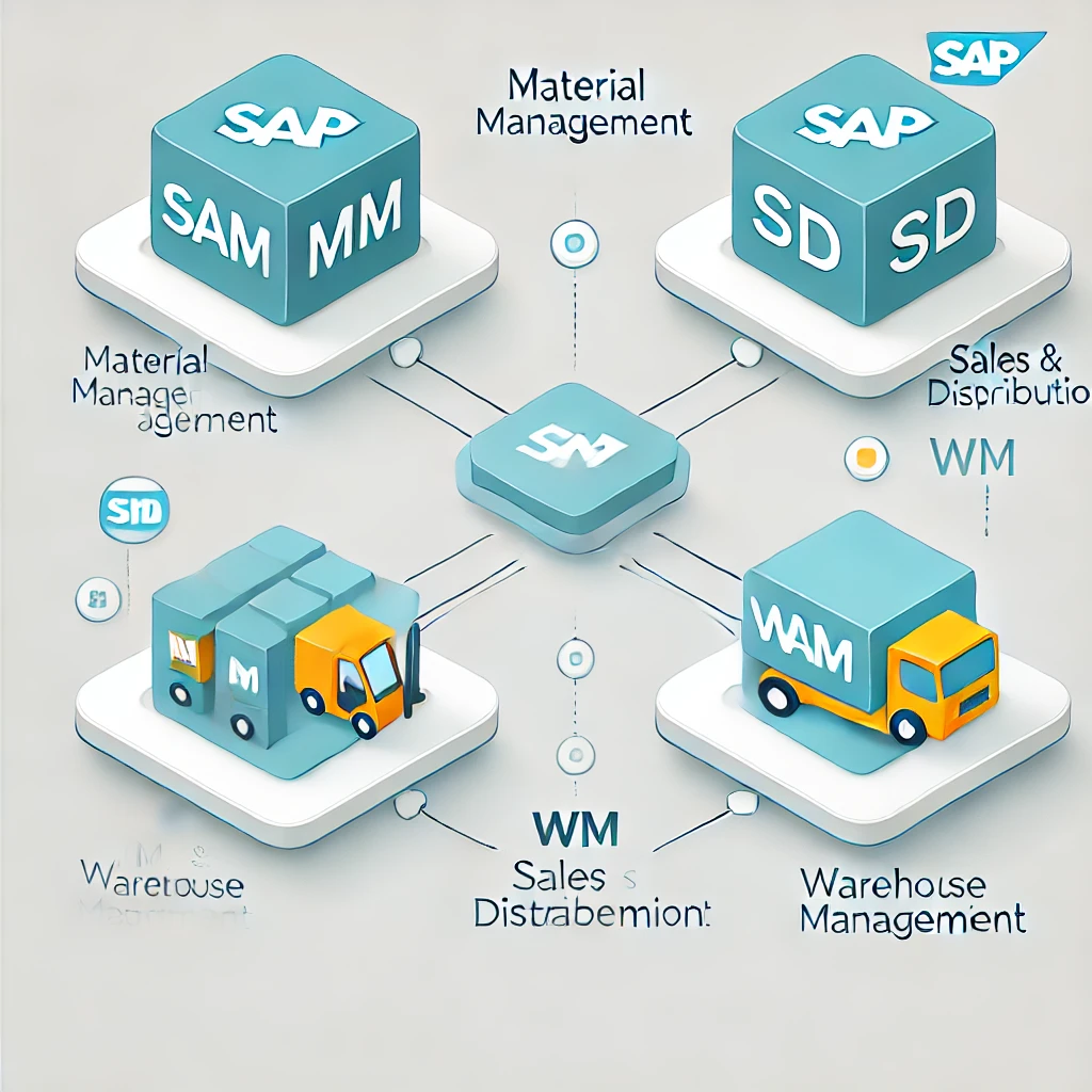 sap-erp-organistaion-logistique infographie qui illustre ce que sap erp apporte en fluidité de production