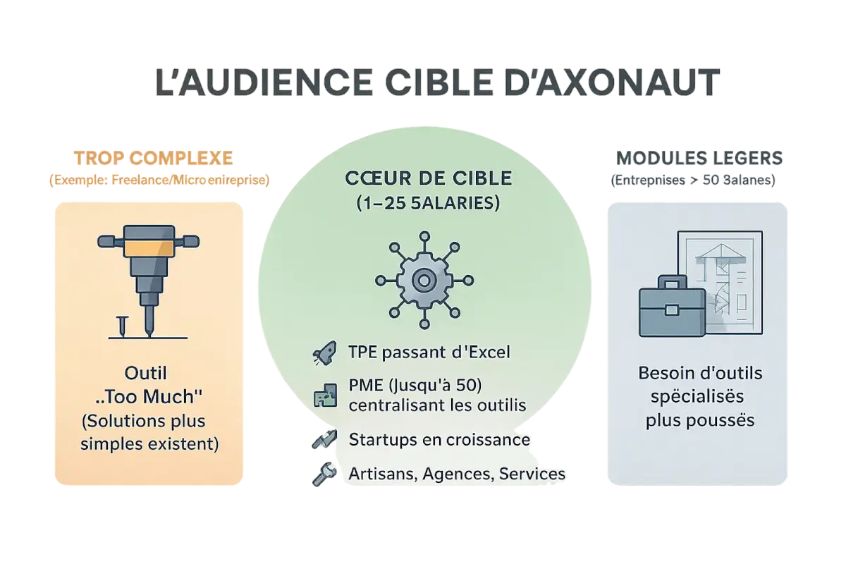 <strong>Schéma illustrant la cible d'Axonaut : TPE/PME</strong> vs grandes entreprises