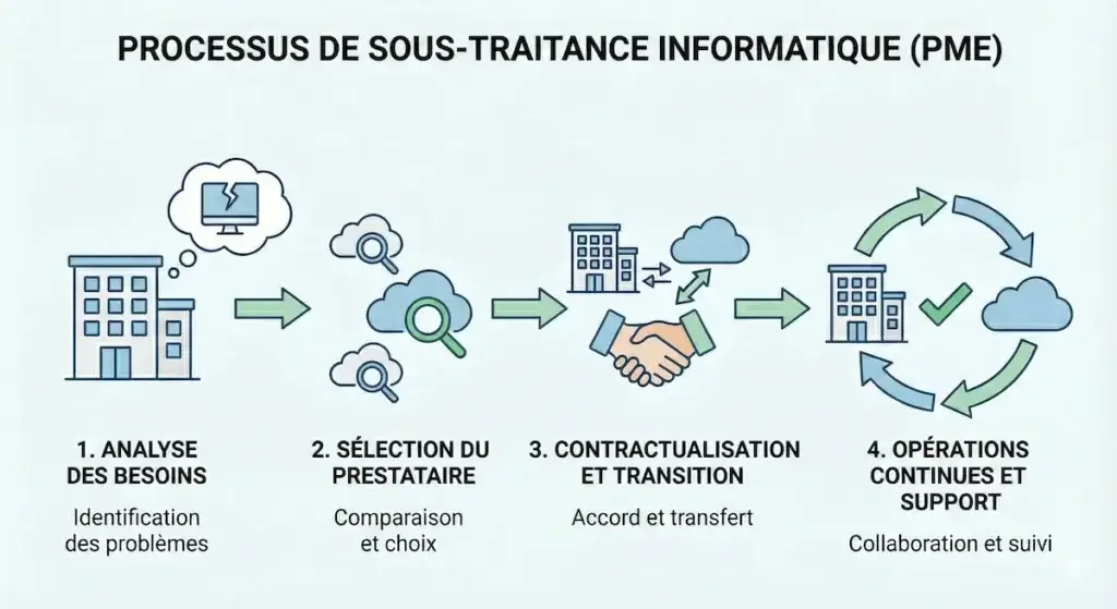 le schéma de la sous traitance informatique, visualisation du process