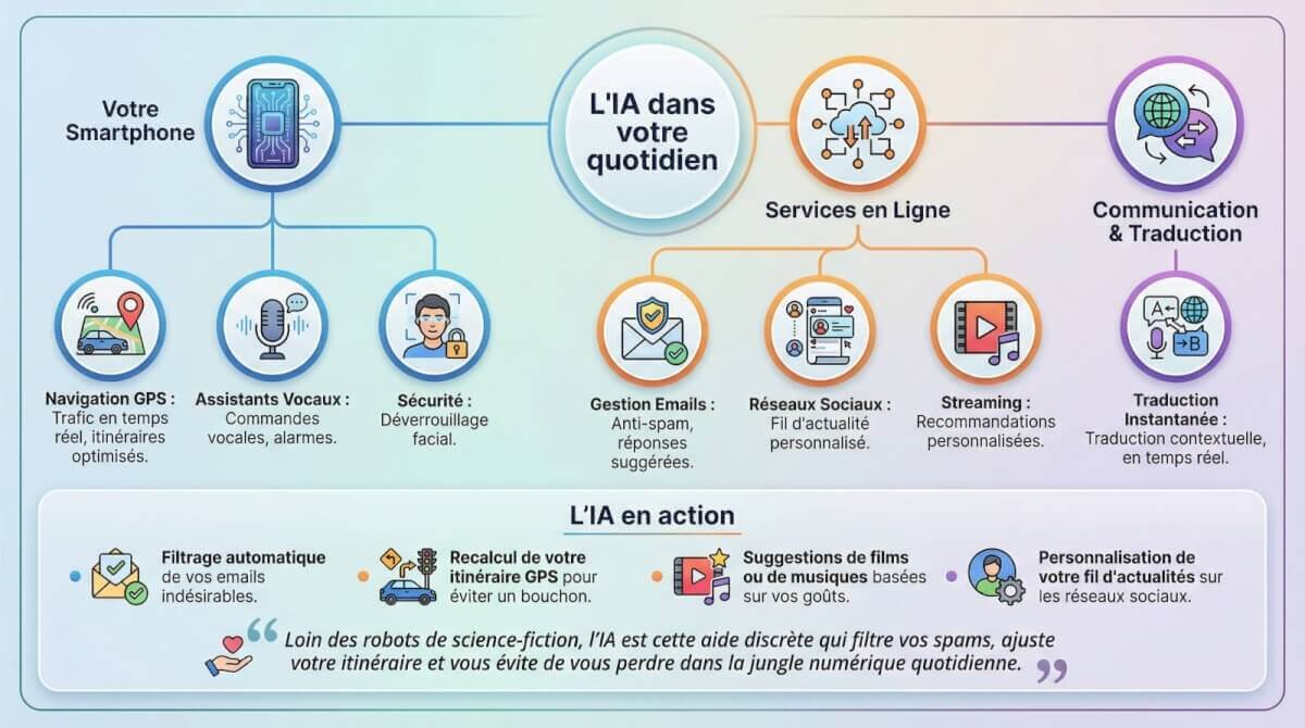 Utilisation quotidienne de l'intelligence artificielle sur un smartphone