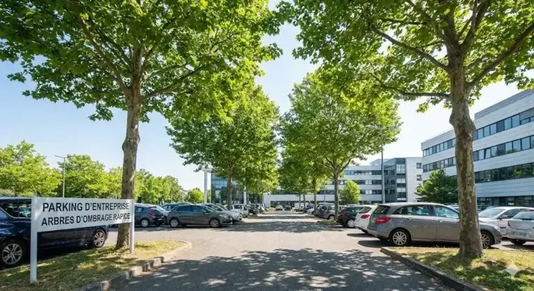 arbre pour parking d'entreprise, ombre sur votre parking rapidement