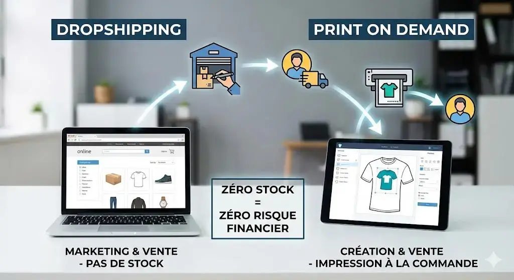 Entreprise sans argent le drop shipping et le print on demand