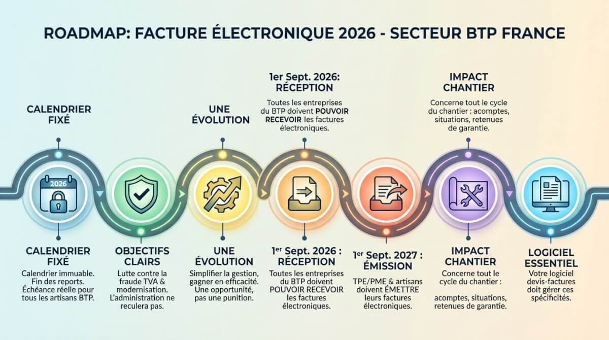Calendrier et feuille de route de la facturation électronique 2026 pour le BTP