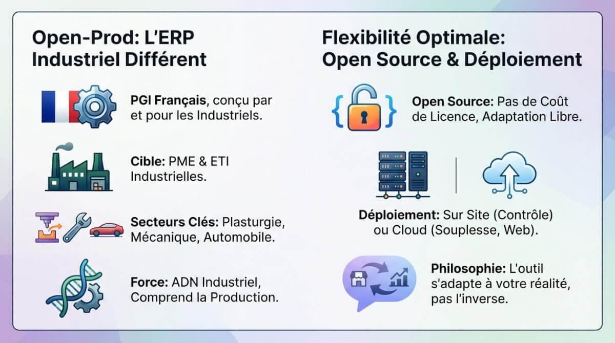 Interface et fonctionnalités de Open-Prod ERP adaptées au secteur industriel
