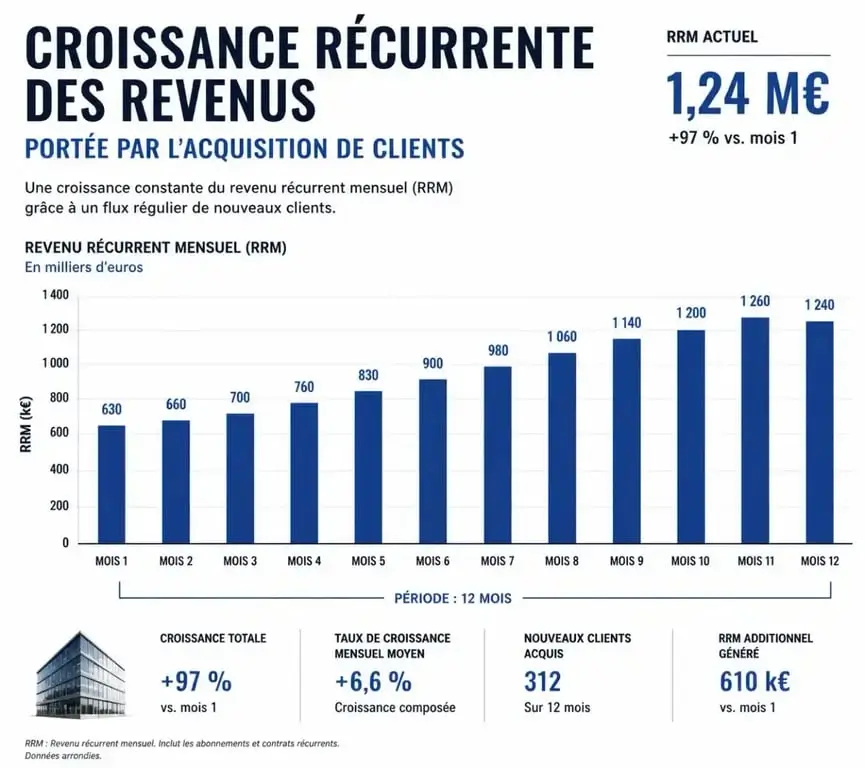 Graphique illustrant le potentiel de revenus récurrents avec un standard téléphonique IA