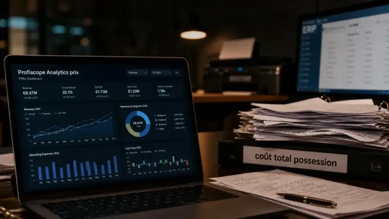 Outil analyse financière Profiscope Analytics prix, tableau FP&A