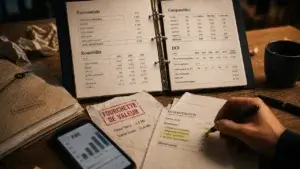 Valorisation entreprise : fourchette de valeur et méthodes (patrimoniale, rentabilité, comparables, DCF) sur table