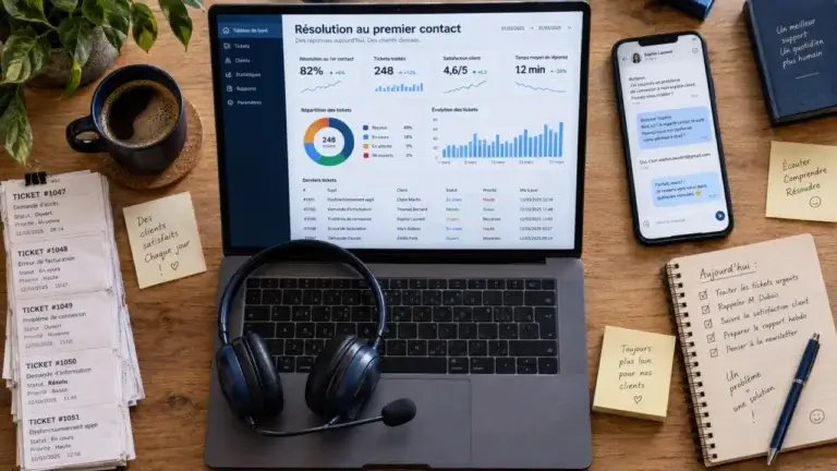 Centre de contact ia : agent en casque pour automatiser les demandes