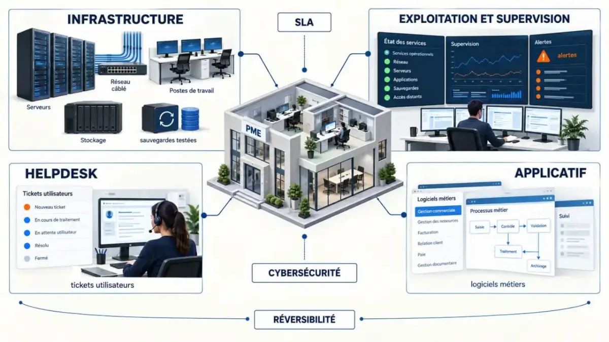Infographie sur l’infogérance informatique pour PME et ses principaux services