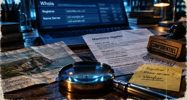 Nom de domaine entreprise derrière : indices Whois, mentions légales et formulaire registrar